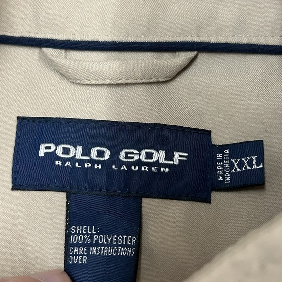 Vintage Polo Golf Ralph Lauren 1/2 Zip Windbreaker Mens XXL Short Sleeve Tan New - Picture 6 of 9